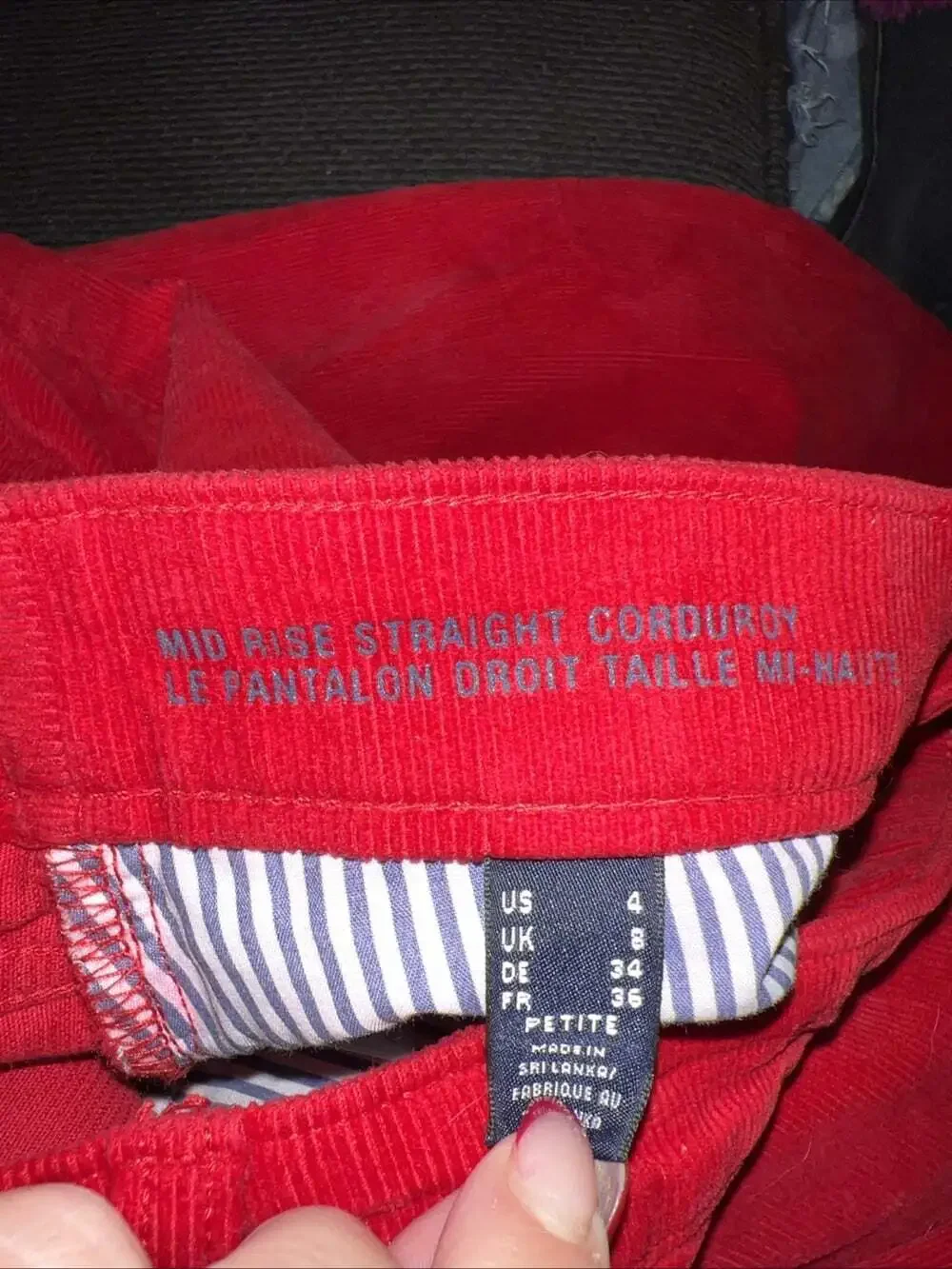 Lands End Red Corduroy Pants Girls Size 4
